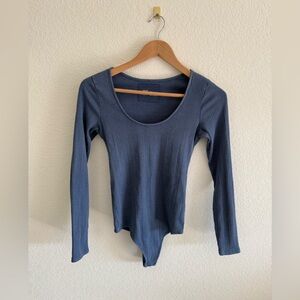 Aerie Blue Ribbed BodySuit-Medium